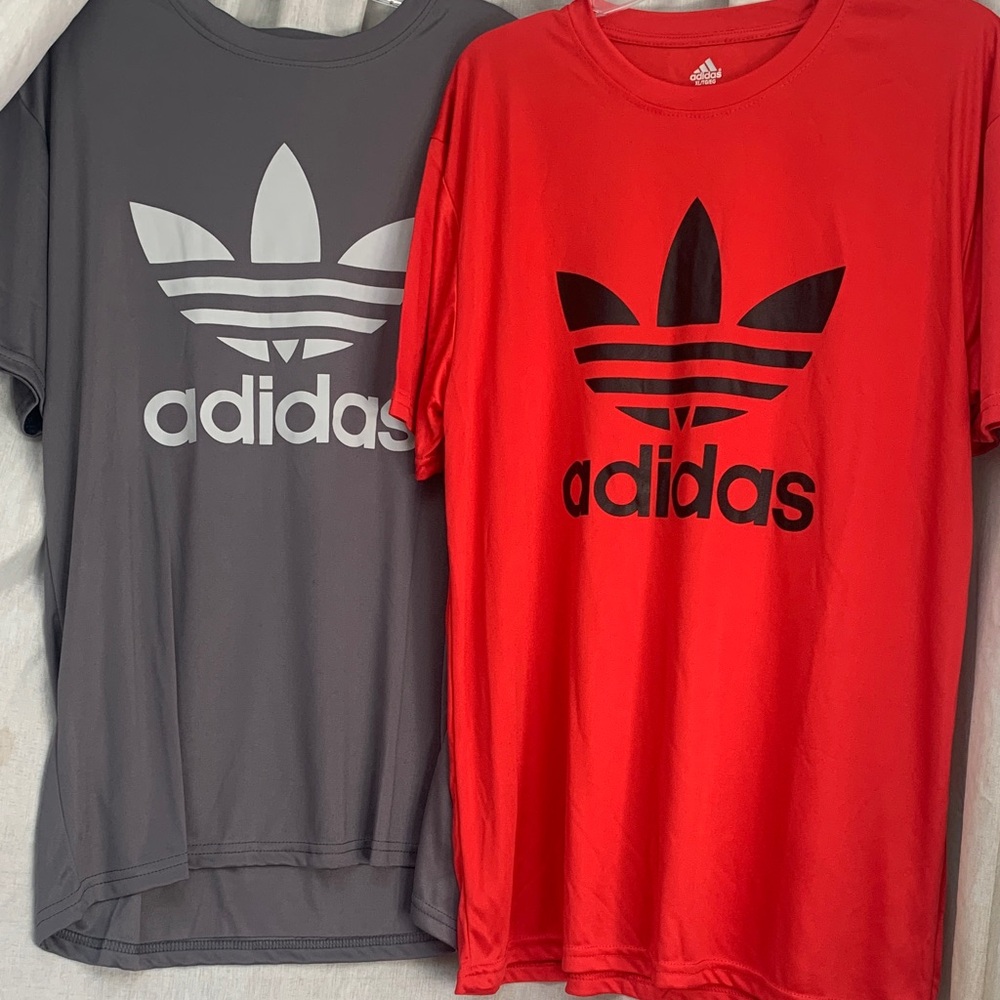 adidas Trefoil Tee - Red & Gray with Black and White Logos